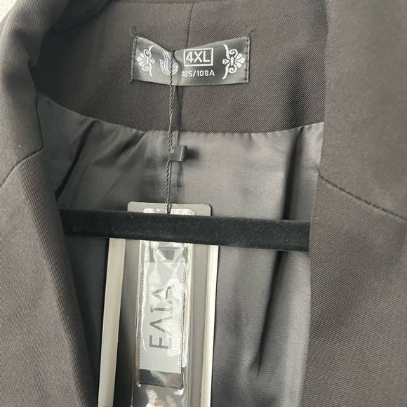 Evia Black Pleated Peplum Blazer sz 2x Dress Classy Work Coat Double Button - Picture 5 of 8